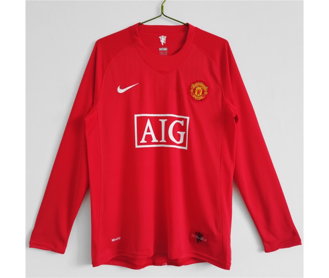 Manchester United FC 2007-2008 Long Sleeve Home Classic Shirt